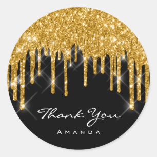 Hartelijk dank, 16e Vrijgezellenfeest Gold Black Ronde Sticker