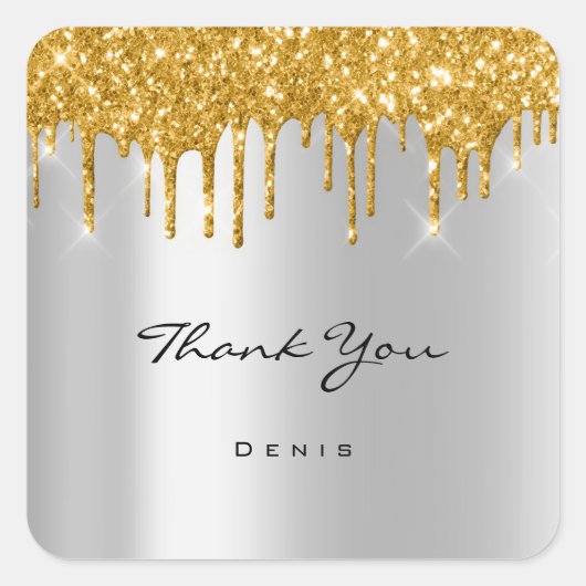 Hartelijk dank, 16e Vrijgezellenfeest Gold Silver Vierkante Sticker (Voorkant)