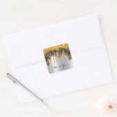 Hartelijk dank, 16e Vrijgezellenfeest Gold Silver Vierkante Sticker (Envelop)