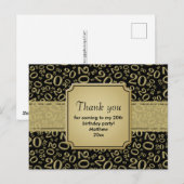 Hartelijk dank, 20e verjaardag Nummer patroongoud/ Briefkaart (Voorkant / Achterkant)