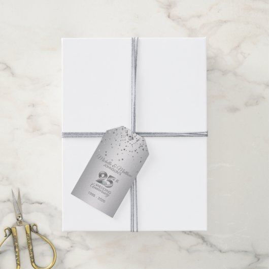 Hartelijk dank 25 jaar Silver Wedding Jubileum Cadeaulabel (Met Touw)