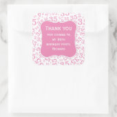 Hartelijk dank: 35e verjaardag roze/wit patroon vierkante sticker (Tas)