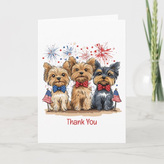 Hartelijk dank 4 juli Yorkshire Terrier honden Bedankkaart (Voorkant)
