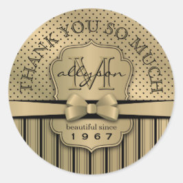 Hartelijk dank, 50e verjaardag Champagne Gold Polk Ronde Sticker
