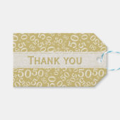 Hartelijk dank, 50e verjaardag Gold/White Number P Cadeaulabel (Voorkant (Horizontaal))
