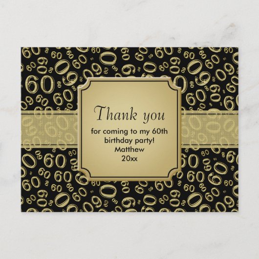 Hartelijk dank: 60e verjaardag Nummer patroongoud/ Briefkaart (Voorkant)