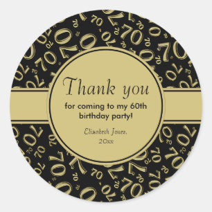 Hartelijk dank: 60e verjaardag Nummer patroongoud/ Ronde Sticker