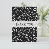 Hartelijk dank: 70e verjaardag Nummer patroon zwar Bedankkaart (Staand voorkant)