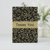Hartelijk dank: 70e verjaardag Nummer patroon zwar Bedankkaart (Staand voorkant)