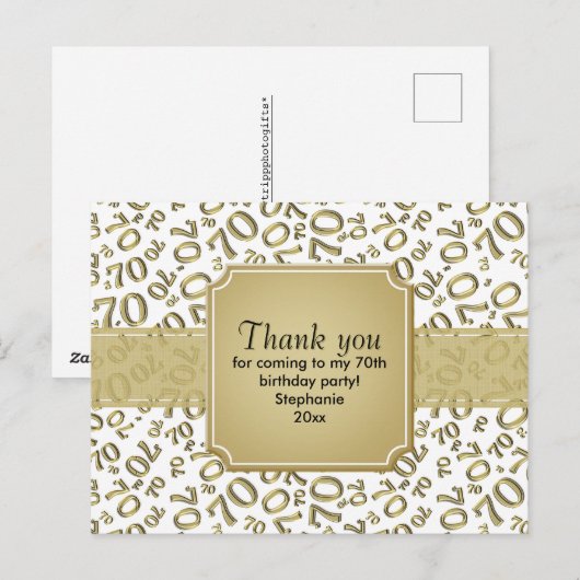 Hartelijk dank: 70e verjaardag Nummer patroon zwar Briefkaart (Voorkant / Achterkant)