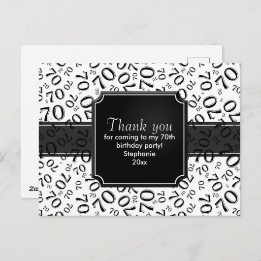 Hartelijk dank: 70e verjaardag Nummer patroon zwar Briefkaart (Voorkant / Achterkant)