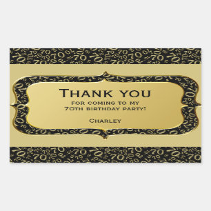 Hartelijk dank - 70th Number Pattern Gold en Black Rechthoekige Sticker