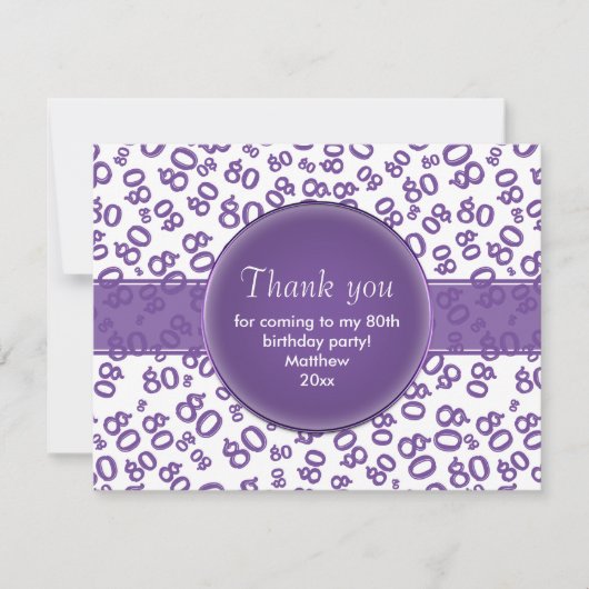 Hartelijk dank: 80e Paars/White Number Pattern (Voorkant)