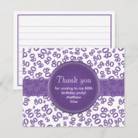 Hartelijk dank: 80e Paars/White Number Pattern