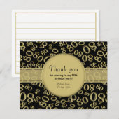 Hartelijk dank: 80th Black/Gold Bday Number Patter (Voorkant / Achterkant)