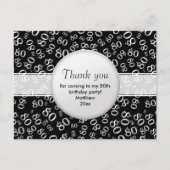 Hartelijk dank: 80th Black/White Birthday Number P Briefkaart (Voorkant)