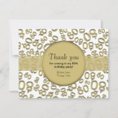 Hartelijk dank: 80th White/Gold Bday Number Patter (Voorkant)