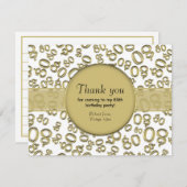 Hartelijk dank: 80th White/Gold Bday Number Patter (Voorkant / Achterkant)