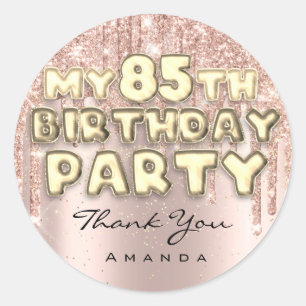 Hartelijk dank: 85th Birthday Party Glitter Drips  Ronde Sticker