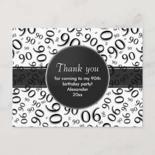 Hartelijk dank, 90th Black/White Birthday Number P Briefkaart