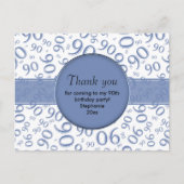 Hartelijk dank: 90th Blue/White Birthday Number Pa Briefkaart (Voorkant)