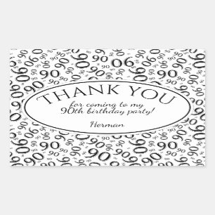 Hartelijk dank - 90th Number Pattern Black and Whi Rechthoekige Sticker