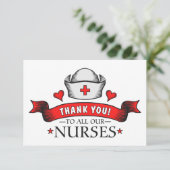 Hartelijk dank aan al onze verpleegsters Red Bedankkaart (Staand voorkant)
