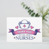 Hartelijk dank aan al onze verpleegsters roze bedankkaart (Staand voorkant)