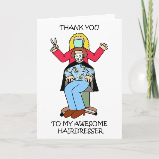 Hartelijk dank aan de Hairdresser Covid 19-Cartoon Kaart (Voorkant)
