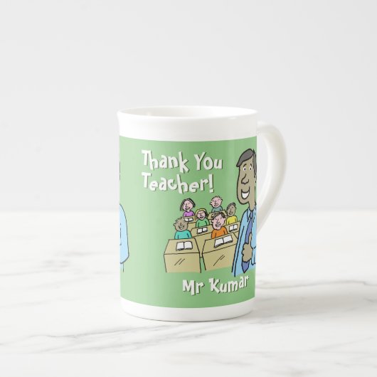 Hartelijk dank aan een Aziatische mannelijke leraa Porselein Kop (Voorkant rechts)