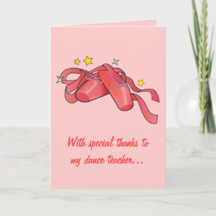 Hartelijk dank aan mijn dansleraar: Rode balletsch Bedankkaart