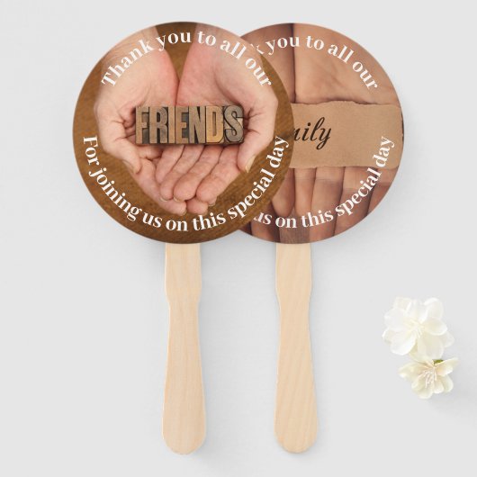 Hartelijk dank aan onze vrienden en familiefan handwaaier (Voorkant en achterkant)