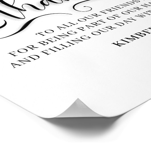 Hartelijk dank aan vrienden en huwelijksbordje poster (Hoek)