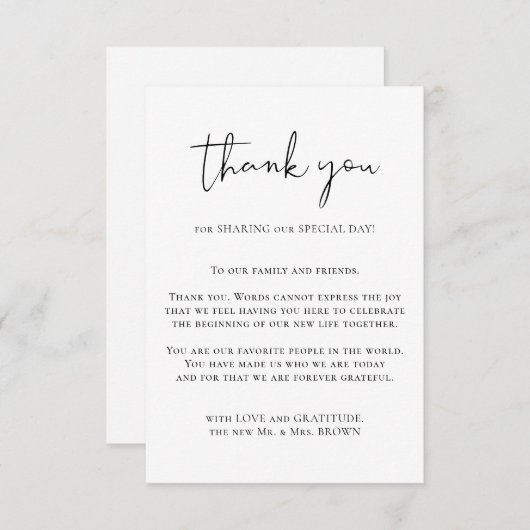 Hartelijk dank, aangepaste foto eenvoudig informatiekaartje (Voorkant / Achterkant)