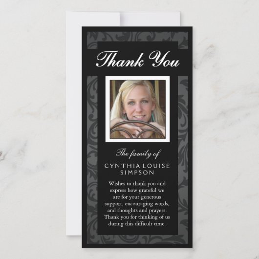 Hartelijk dank, aangepaste foto zwart-witfotokaart bedankkaart (Voorkant)