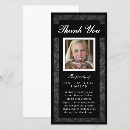 Hartelijk dank, aangepaste foto zwart-witfotokaart bedankkaart (Voorkant / Achterkant)