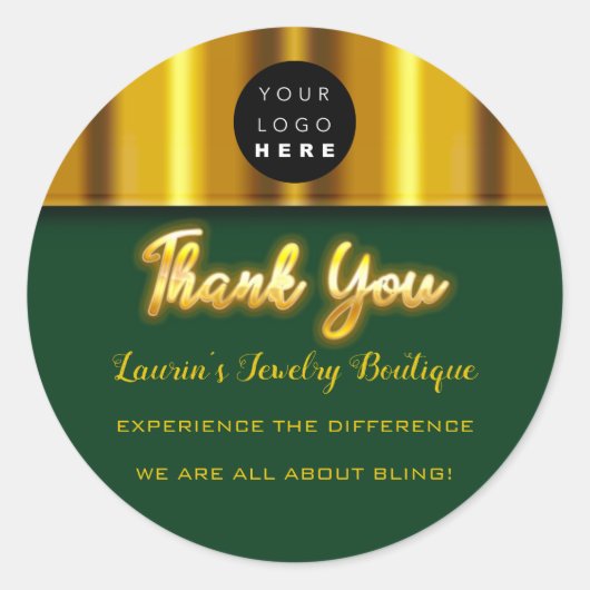 Hartelijk dank. Aangepaste Logo Gold Green Ronde Sticker (Voorkant)