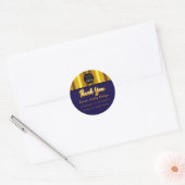 Hartelijk dank, aangepaste Logo goudblauwe marine Ronde Sticker (Envelop)