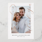 Hartelijk dank Aangepaste monogram bruiloft foto s Folie Uitnodiging (Voorkant)