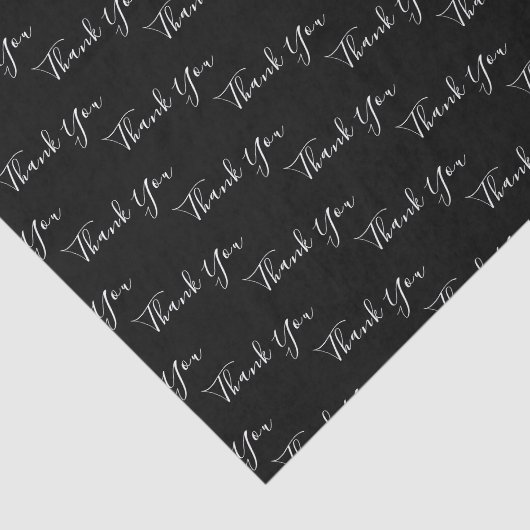 Hartelijk dank, aangepaste tekst zwart-wit tissuepapier (Detail)