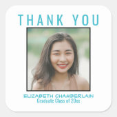 Hartelijk dank, Afstuderen Black Pastel Blue Custo Vierkante Sticker (Voorkant)