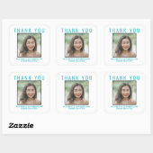 Hartelijk dank, Afstuderen Black Pastel Blue Custo Vierkante Sticker (Vel)