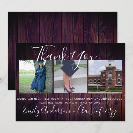 Hartelijk dank Afstuderen Kaart 3 x FOTO Collage R (Voorkant / Achterkant)