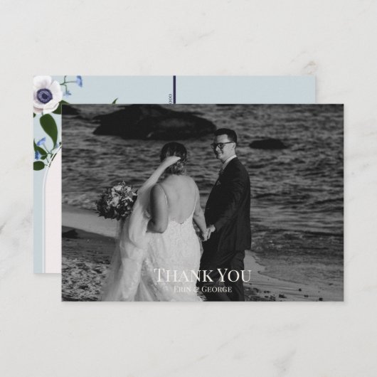 Hartelijk dank: Anemone & Blue delphinium Bedankkaart (Voorkant / Achterkant)