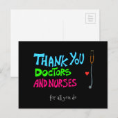 Hartelijk dank, artsen en verpleegkundigen briefkaart (Voorkant / Achterkant)