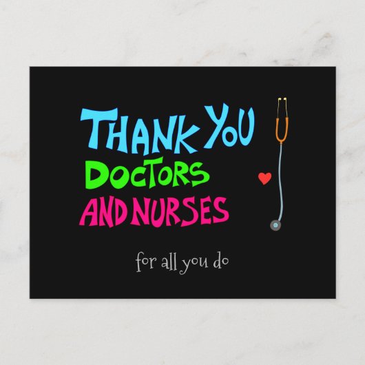 Hartelijk dank, artsen en verpleegkundigen briefkaart (Voorkant)