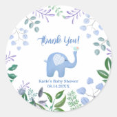 Hartelijk dank, Baby Elephant Song Bird Baby showe Ronde Sticker (Voorkant)