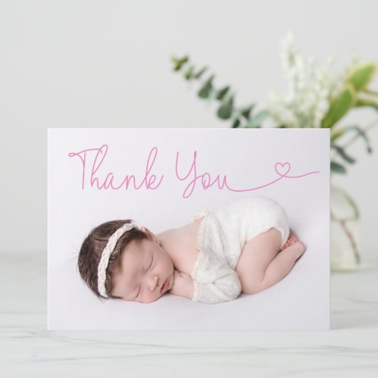 Hartelijk dank Baby Foto geboortebekendmaking Bedankkaart (Staand voorkant)