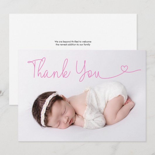 Hartelijk dank Baby Foto geboortebekendmaking Bedankkaart (Voorkant / Achterkant)