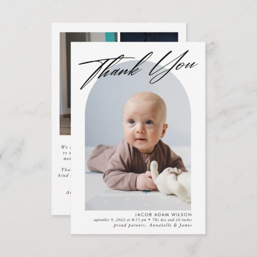 Hartelijk dank, Baby geboorte foto collage Bedankkaart (Voorkant / Achterkant)